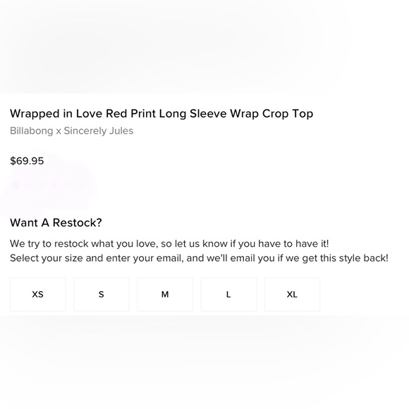 NWOT Billabong x Sincerely Jules Wrapped in Love Sleeve Wrap Crop Top - Picture 6 of 7